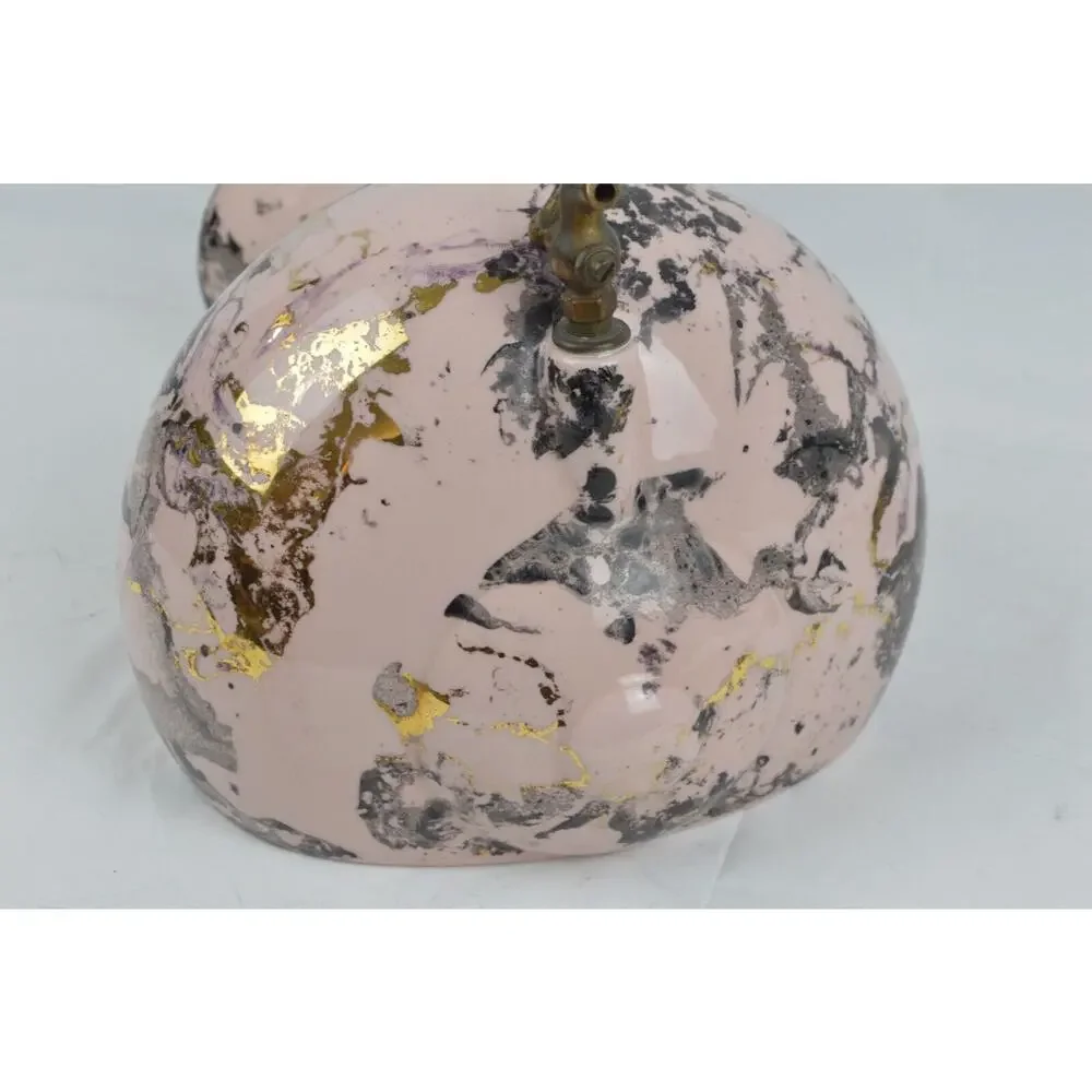Vintage Charleton Faucet Shape Wall Pocket Planter Marble Finish Pink Gold